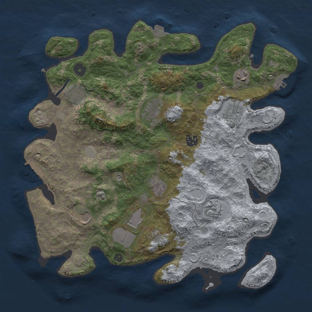Rust Map: Procedural Map, Size: 3750, Seed: 1383697090, 18 Monuments