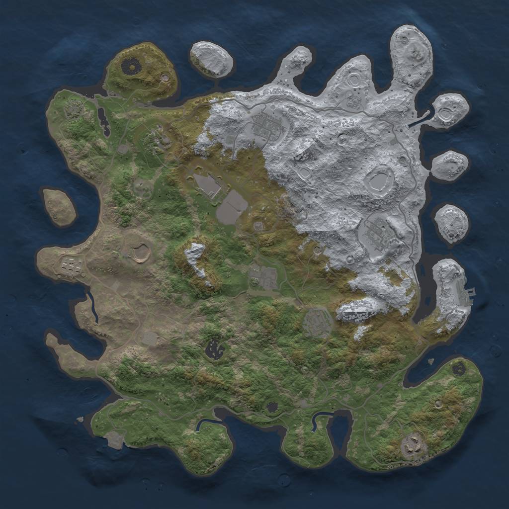 Rust Map: Procedural Map, Size: 4000, Seed: 103771260, 17 Monuments