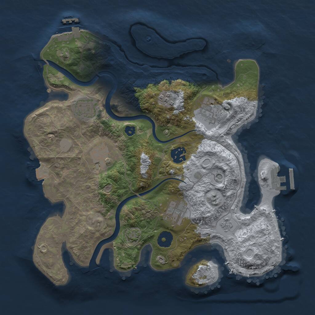 Rust Map: Procedural Map, Size: 3000, Seed: 6513, 12 Monuments
