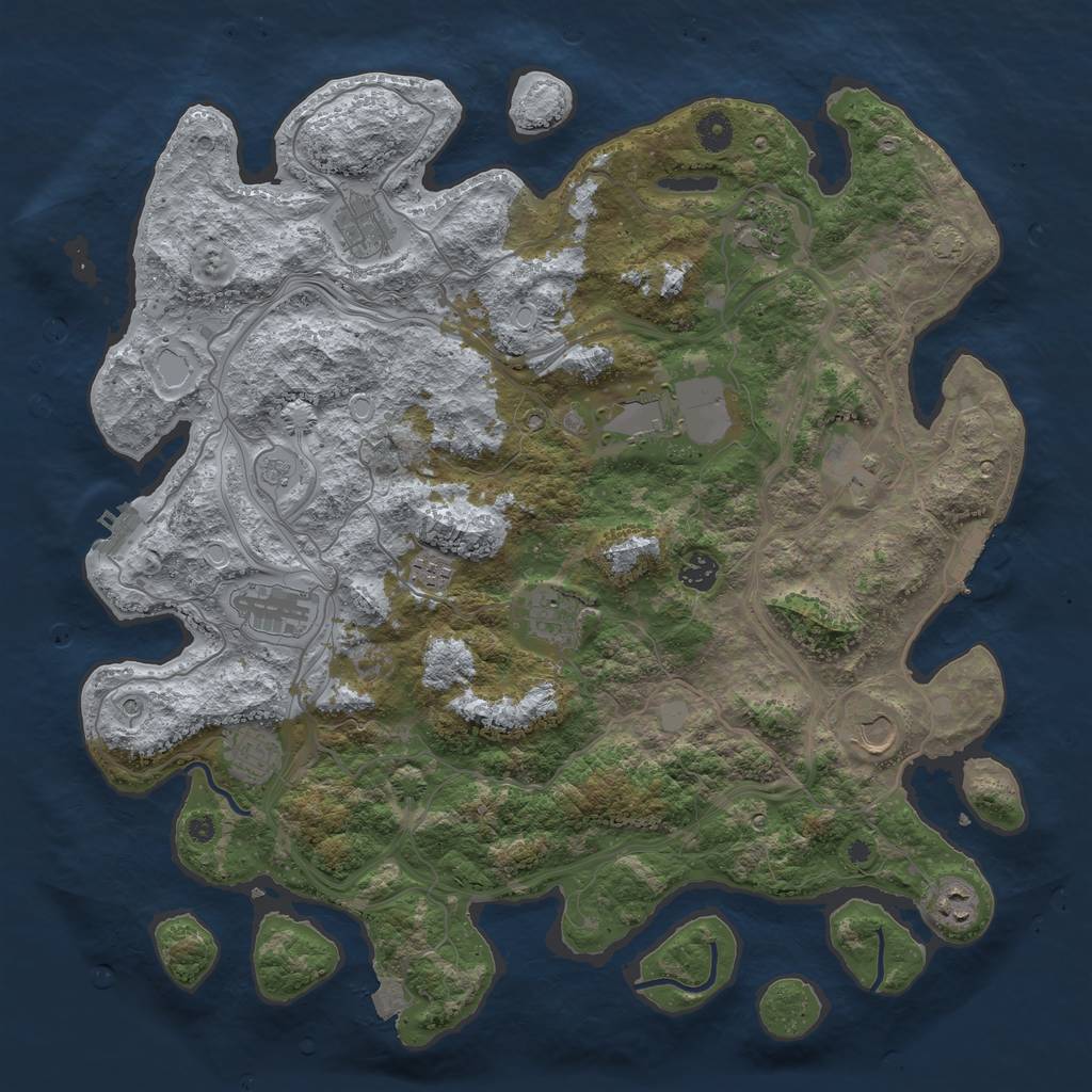 Rust Map: Procedural Map, Size: 4300, Seed: 1343756198, 19 Monuments