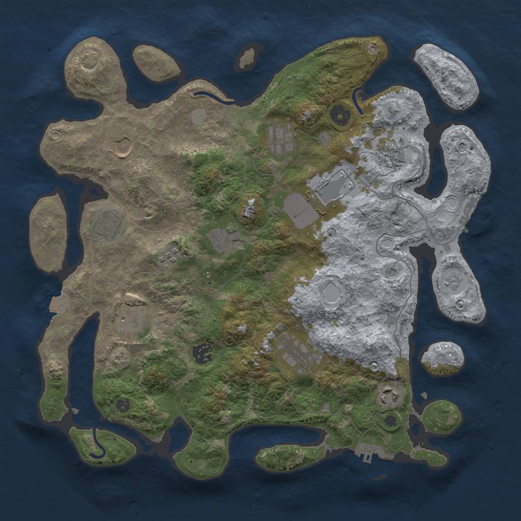 Rust Map: Procedural Map, Size: 3800, Seed: 30576581, 19 Monuments