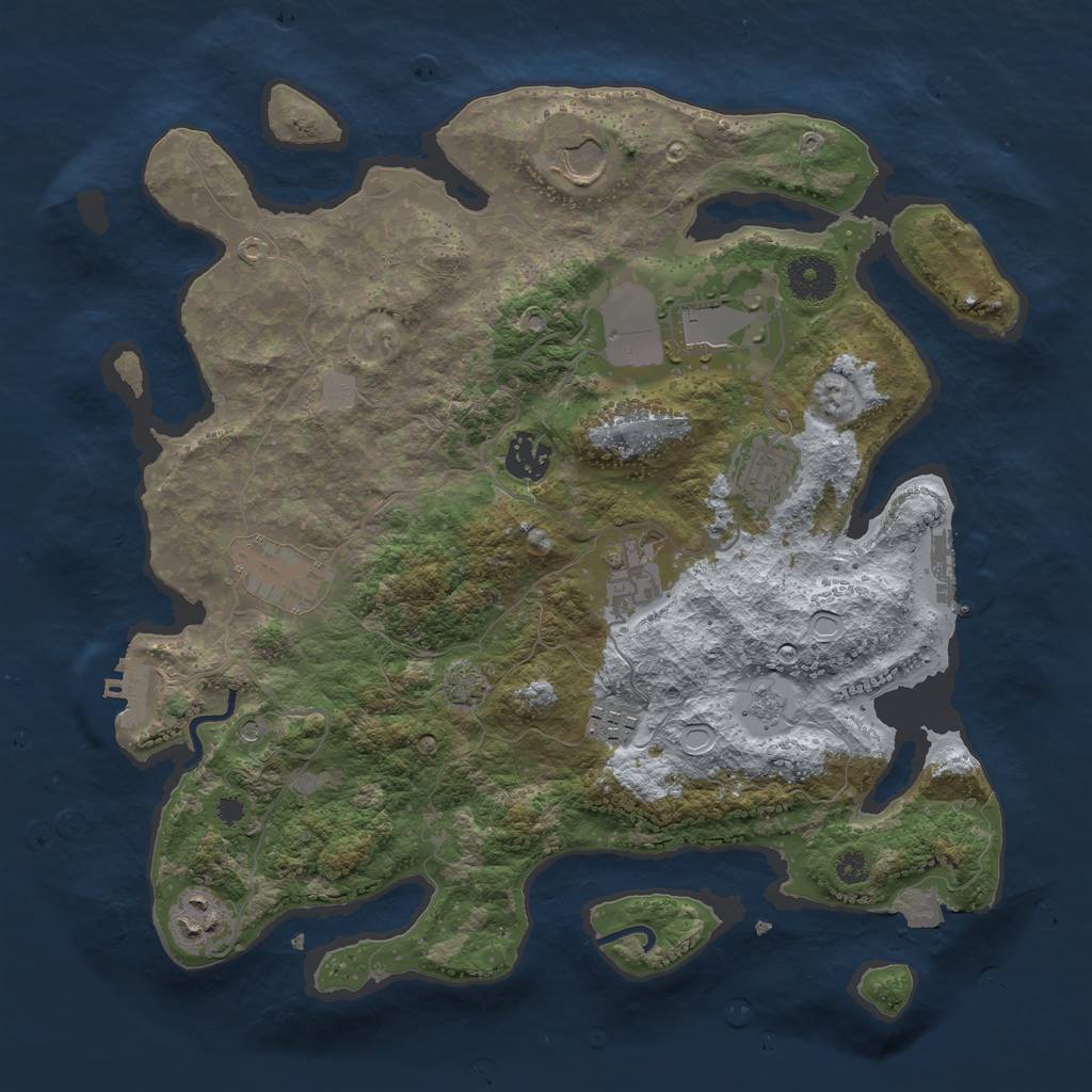 Rust Map: Procedural Map, Size: 3500, Seed: 210378486, 16 Monuments