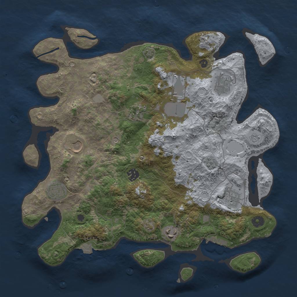 Rust Map: Procedural Map, Size: 3700, Seed: 1330956627, 16 Monuments