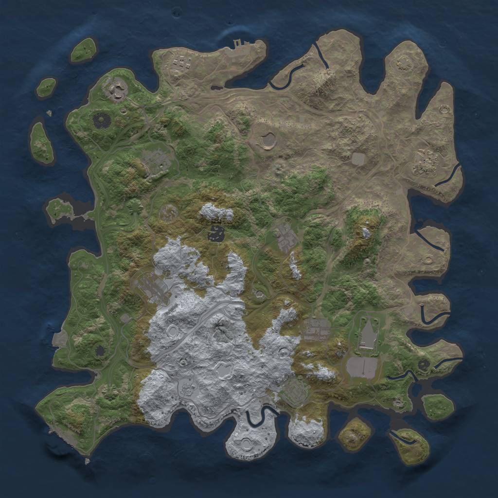 Rust Map: Procedural Map, Size: 4250, Seed: 1258670117, 19 Monuments