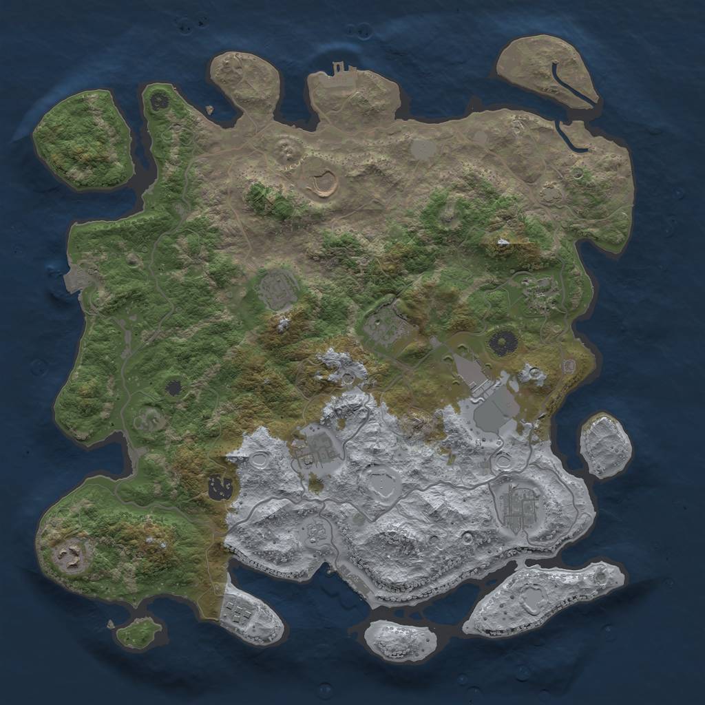 Rust Map: Procedural Map, Size: 4000, Seed: 2249774, 18 Monuments
