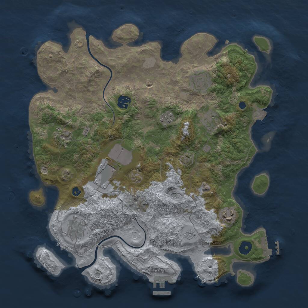 Rust Map: Procedural Map, Size: 3500, Seed: 1317613782, 14 Monuments