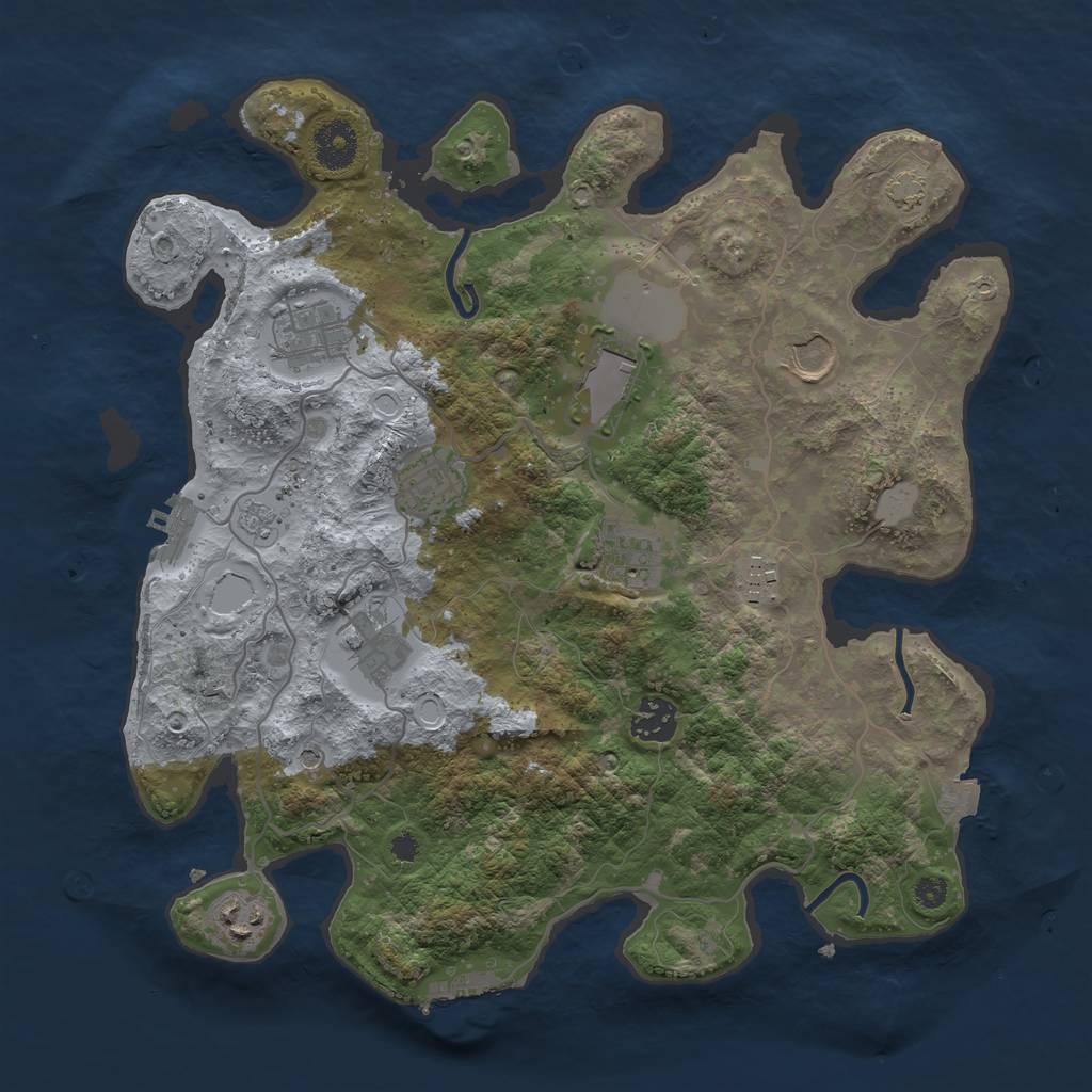 Rust Map: Procedural Map, Size: 3500, Seed: 26543537, 17 Monuments