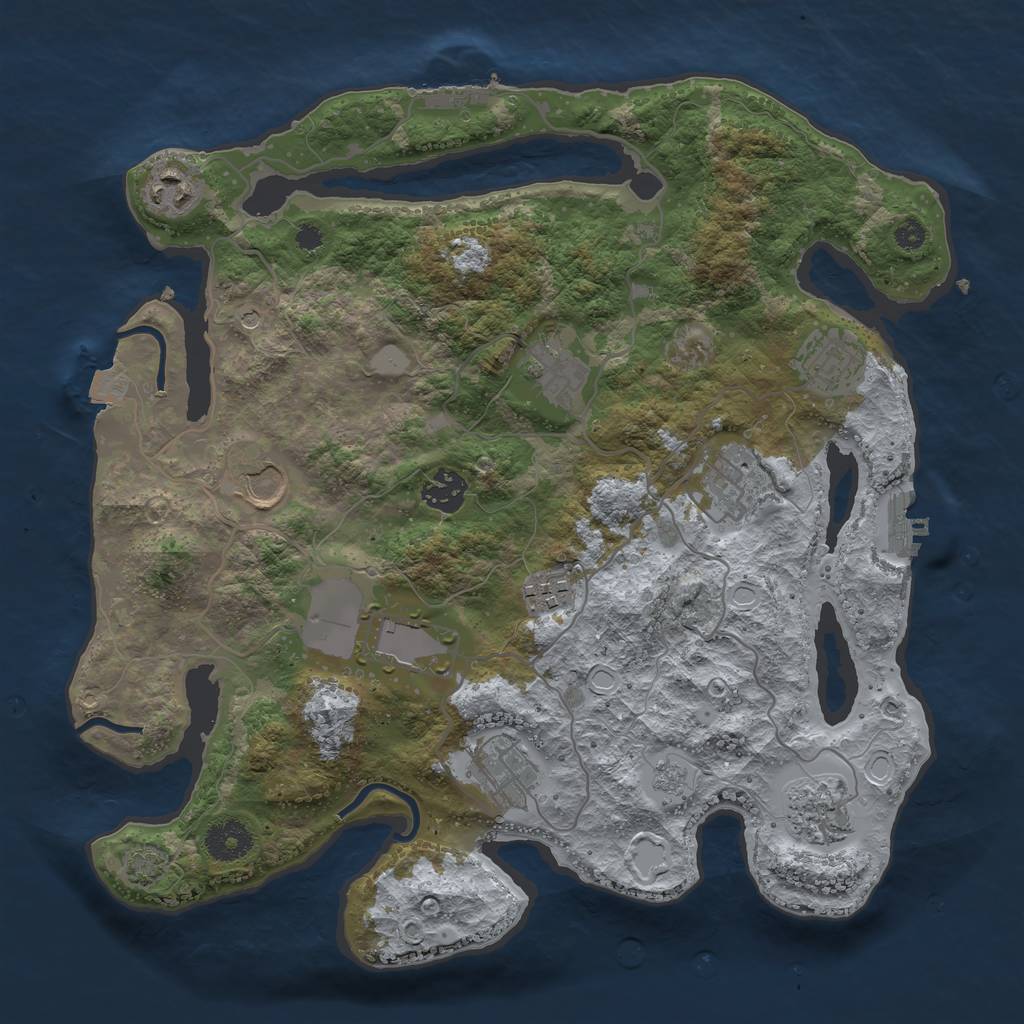 Rust Map: Procedural Map, Size: 3500, Seed: 141708668, 18 Monuments