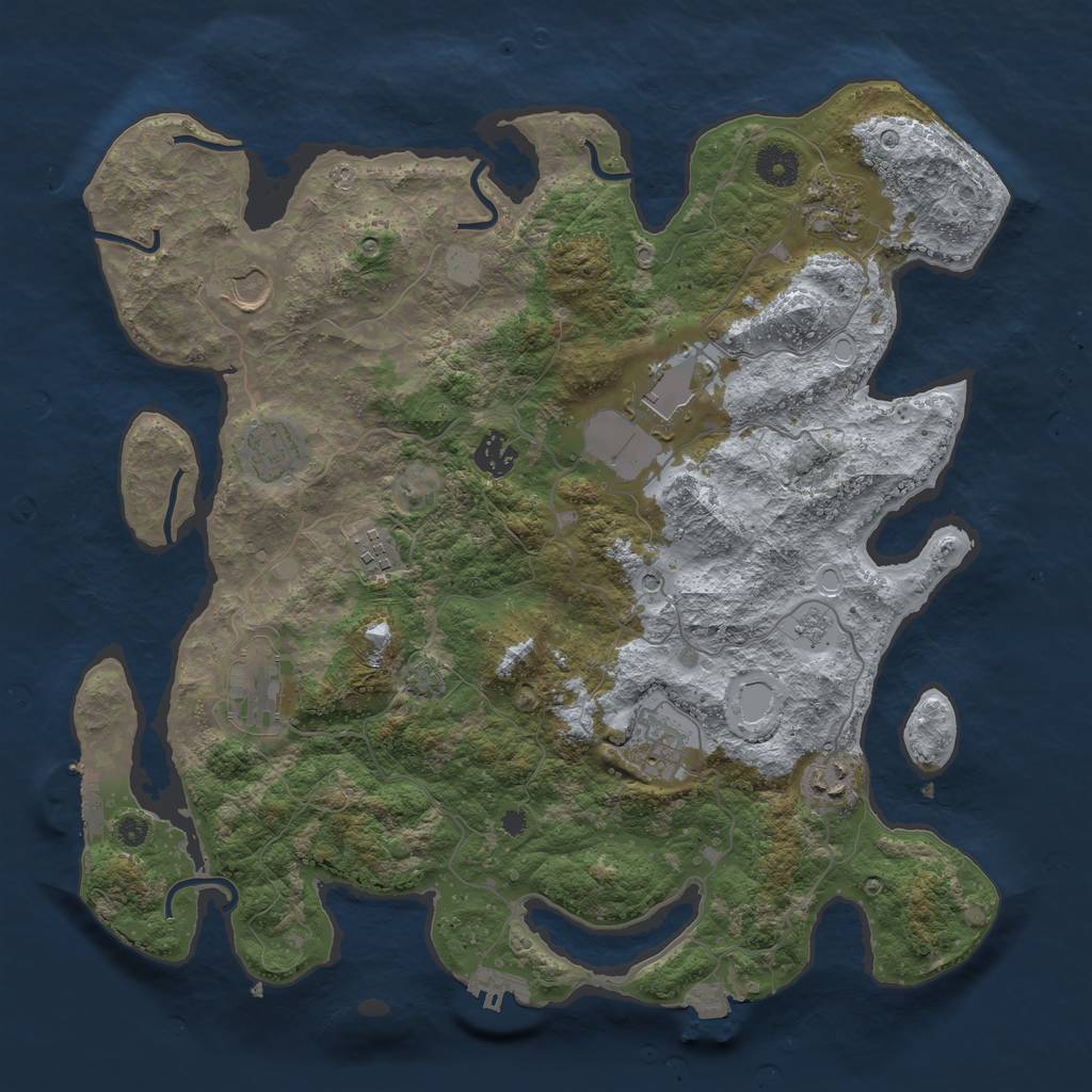 Rust Map: Procedural Map, Size: 3850, Seed: 583044480, 17 Monuments