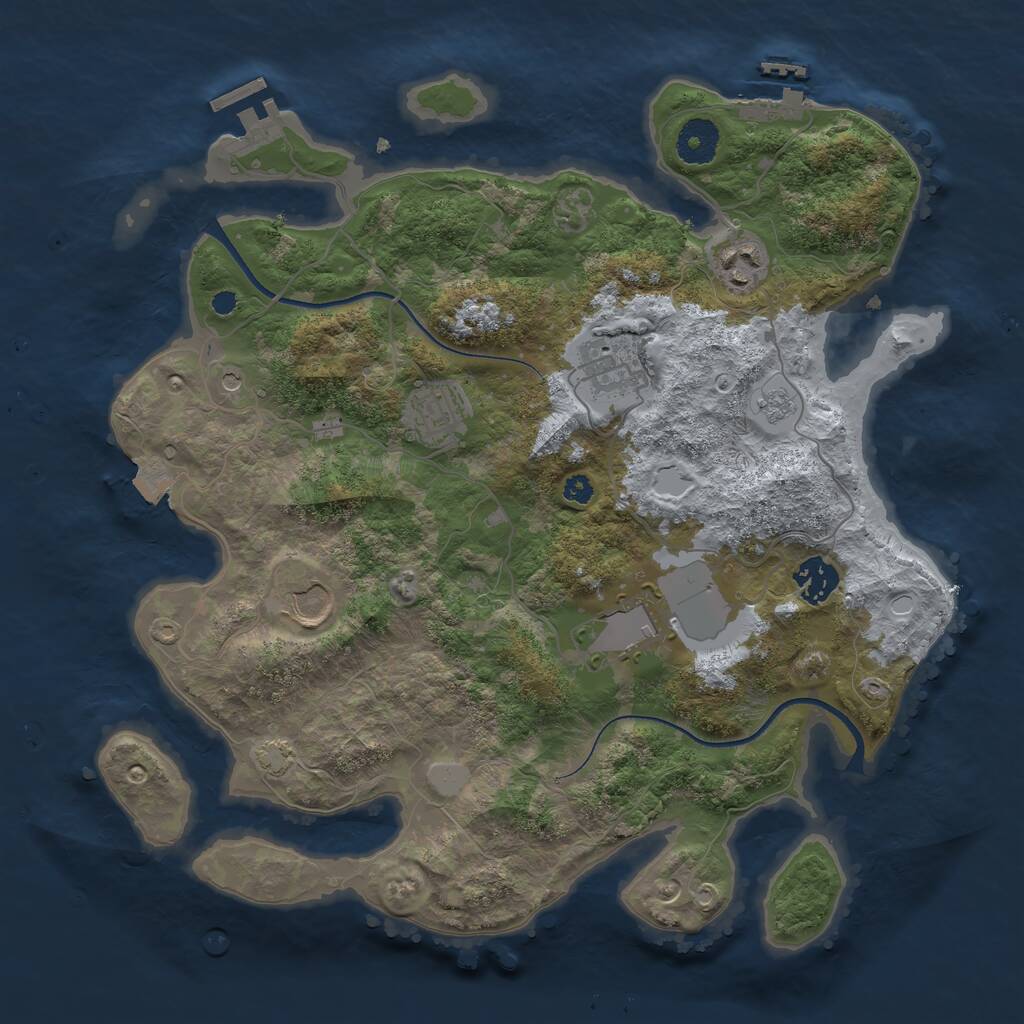 Rust Map: Procedural Map, Size: 3500, Seed: 663177455, 12 Monuments
