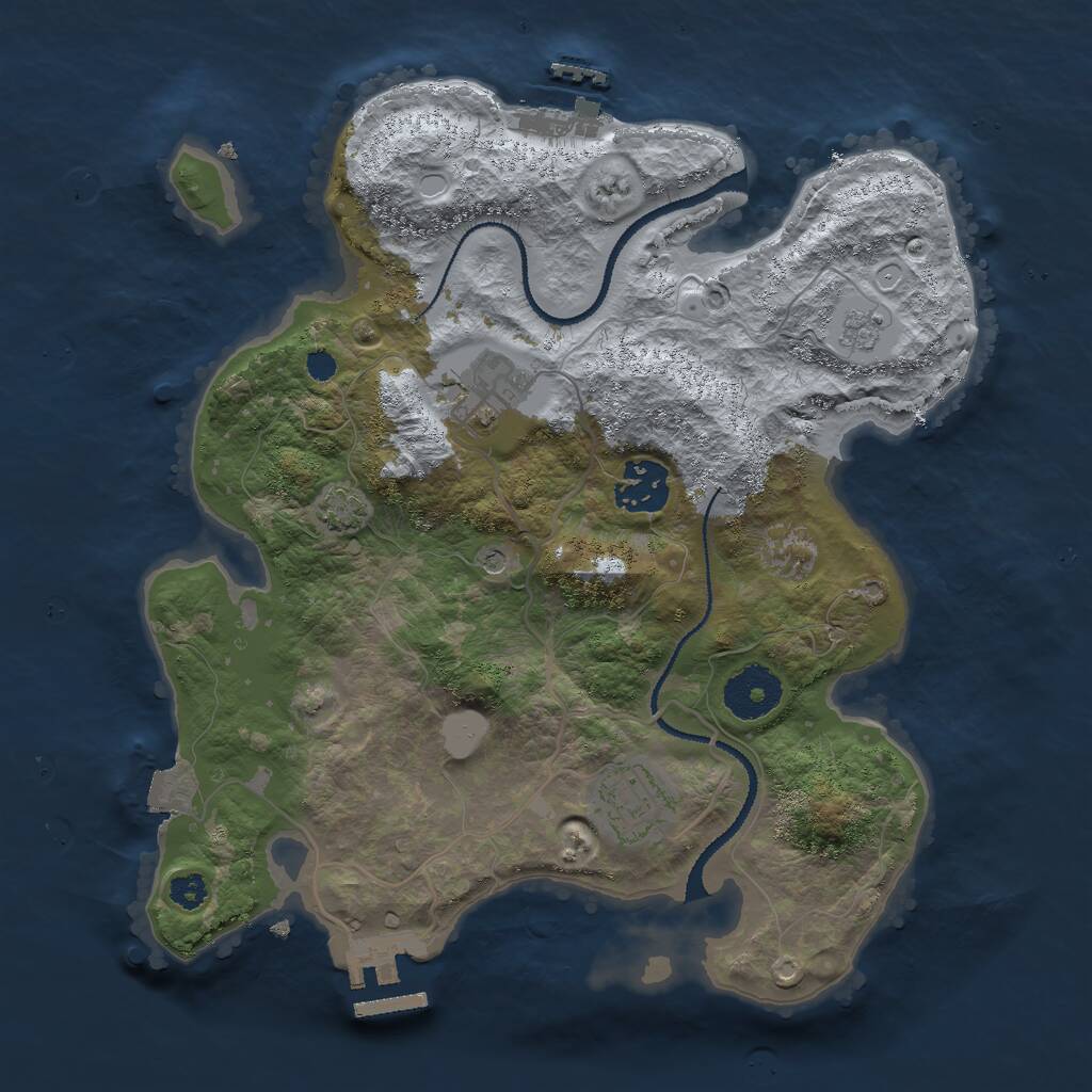 Rust Map: Procedural Map, Size: 3000, Seed: 1623414, 9 Monuments