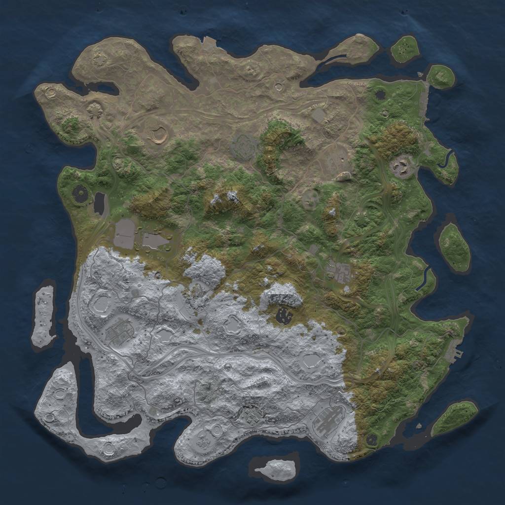 Rust Map: Procedural Map, Size: 4500, Seed: 2104792747, 19 Monuments