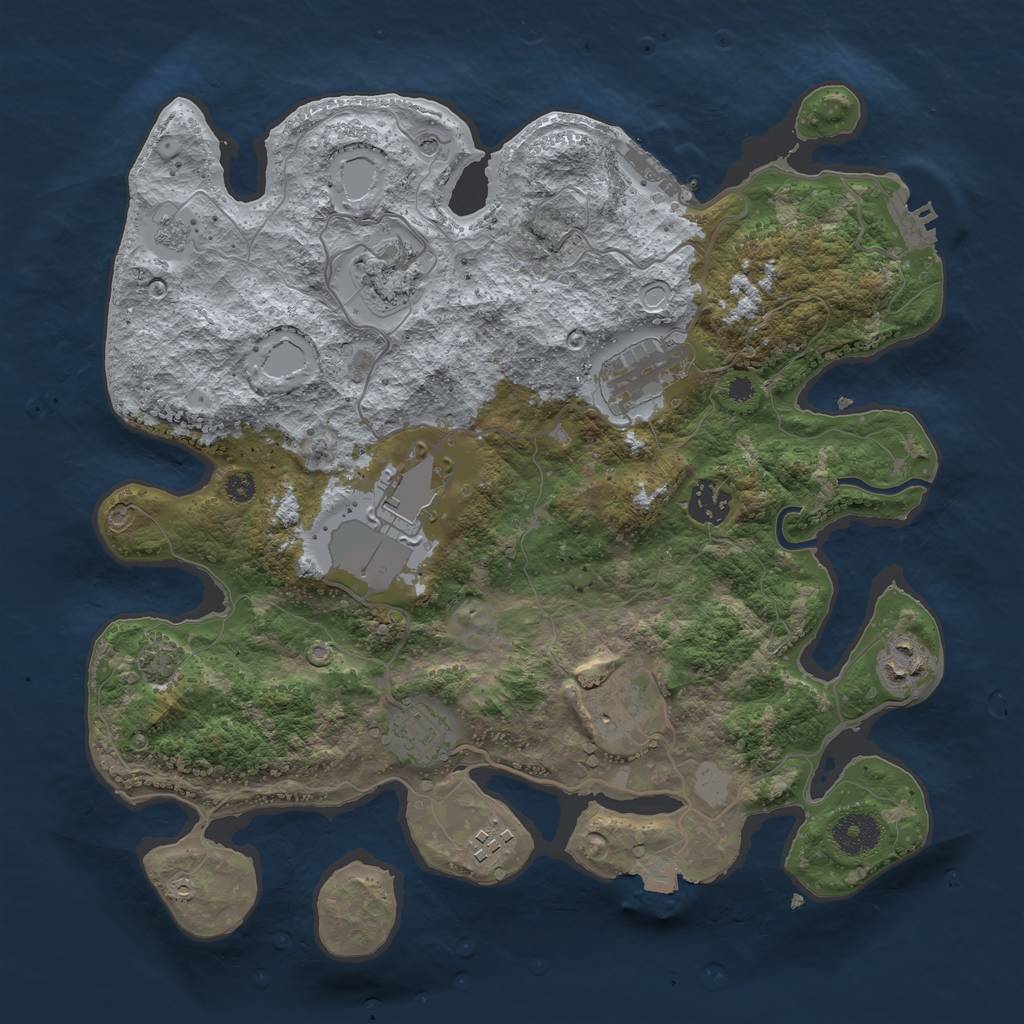 Rust Map: Procedural Map, Size: 3500, Seed: 96048455, 16 Monuments