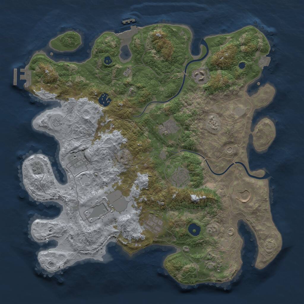 Rust Map: Procedural Map, Size: 3700, Seed: 87215457, 16 Monuments