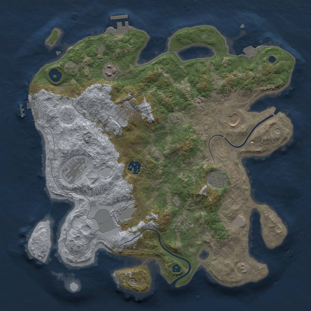 Rust Map: Procedural Map, Size: 3600, Seed: 1768621327, 14 Monuments
