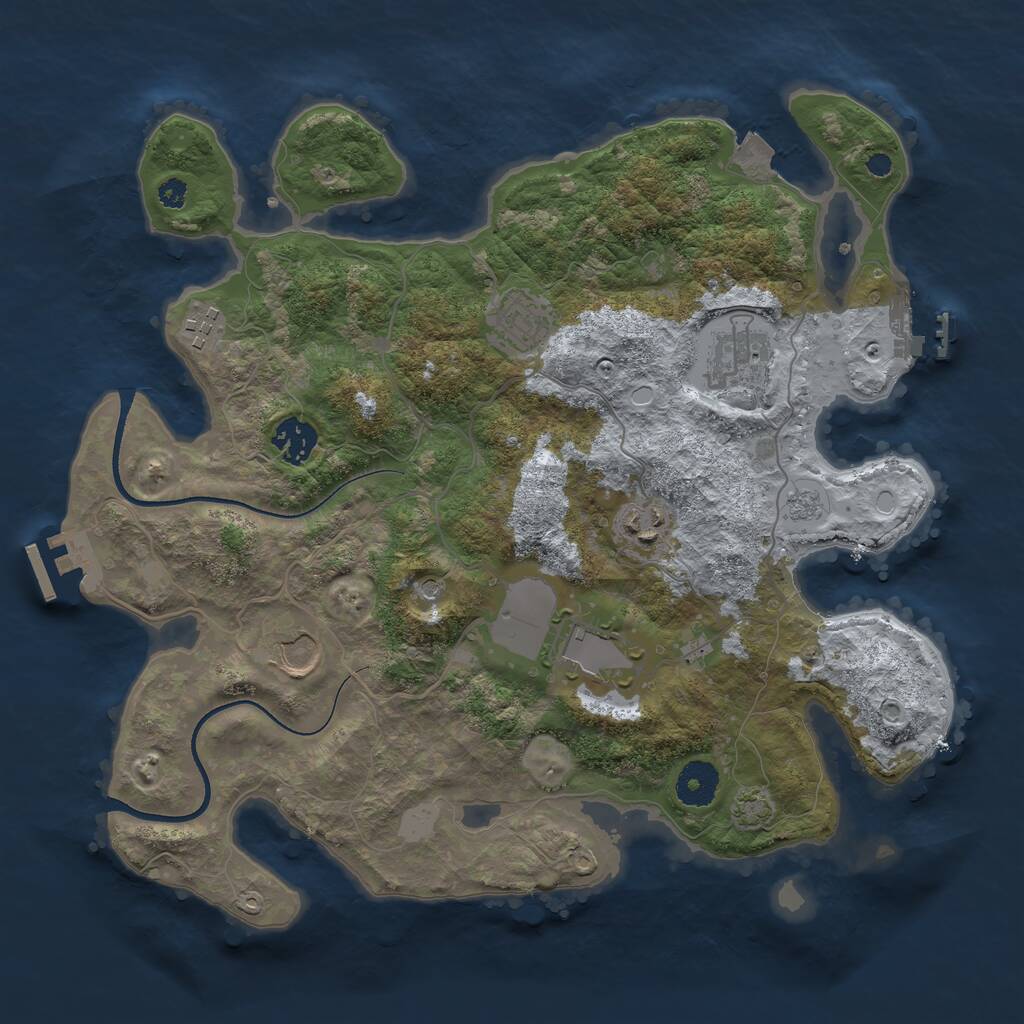 Rust Map: Procedural Map, Size: 3500, Seed: 710998444, 13 Monuments