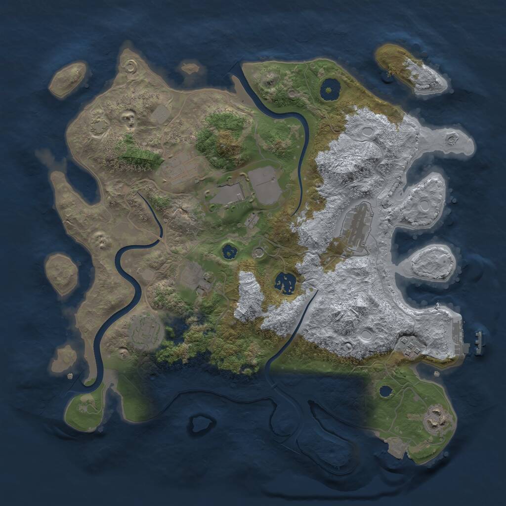 Rust Map: Procedural Map, Size: 3500, Seed: 462004753, 12 Monuments
