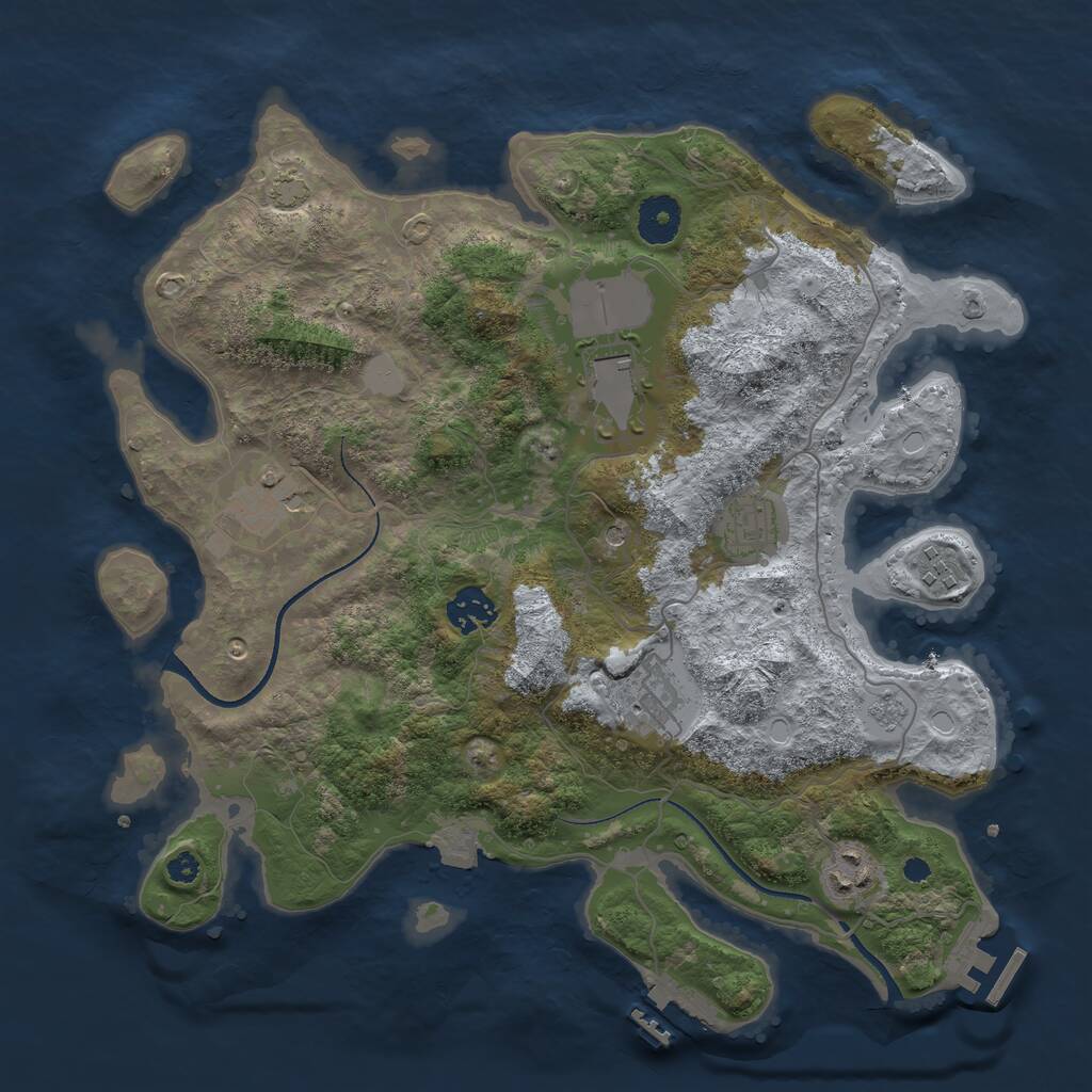 Rust Map: Procedural Map, Size: 3500, Seed: 462004753, 13 Monuments