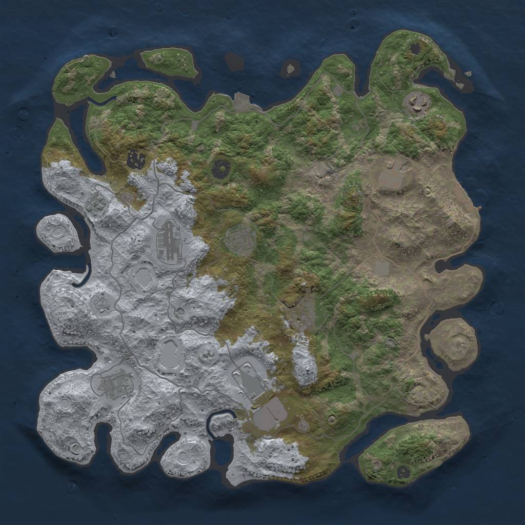 Rust Map: Procedural Map, Size: 4000, Seed: 20021, 16 Monuments