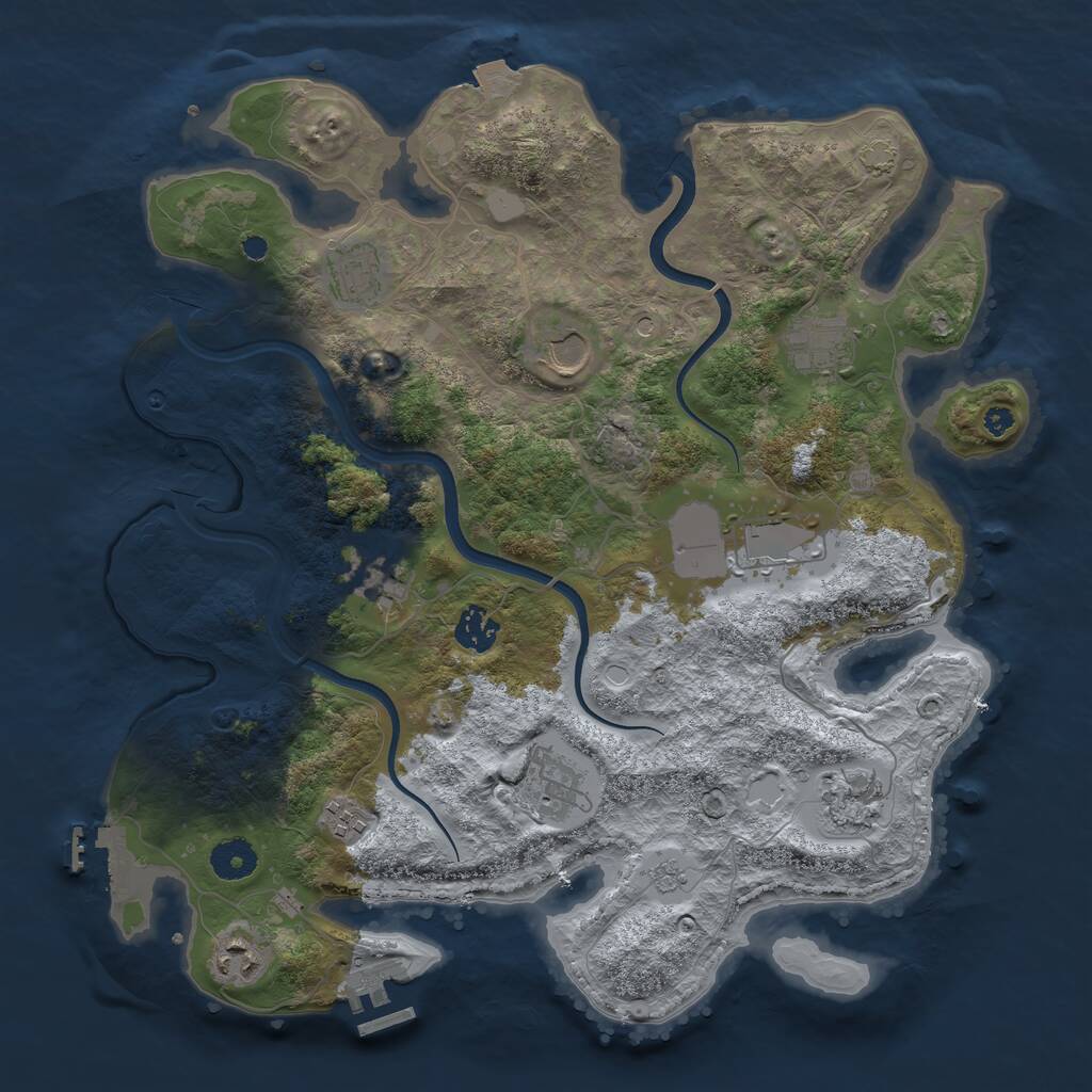 Rust Map: Procedural Map, Size: 3750, Seed: 424507568, 16 Monuments