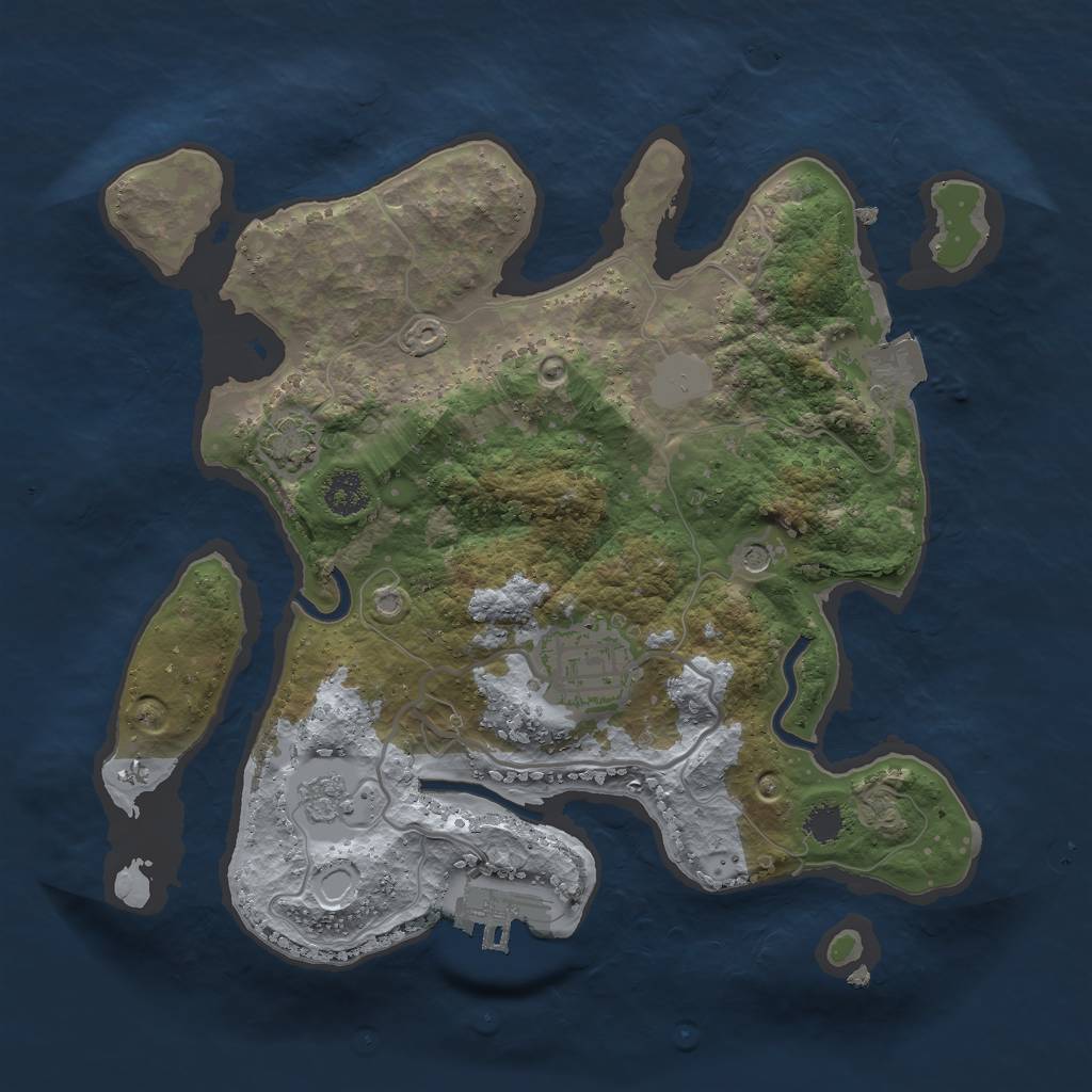 Rust Map: Procedural Map, Size: 2500, Seed: 11221983, 8 Monuments