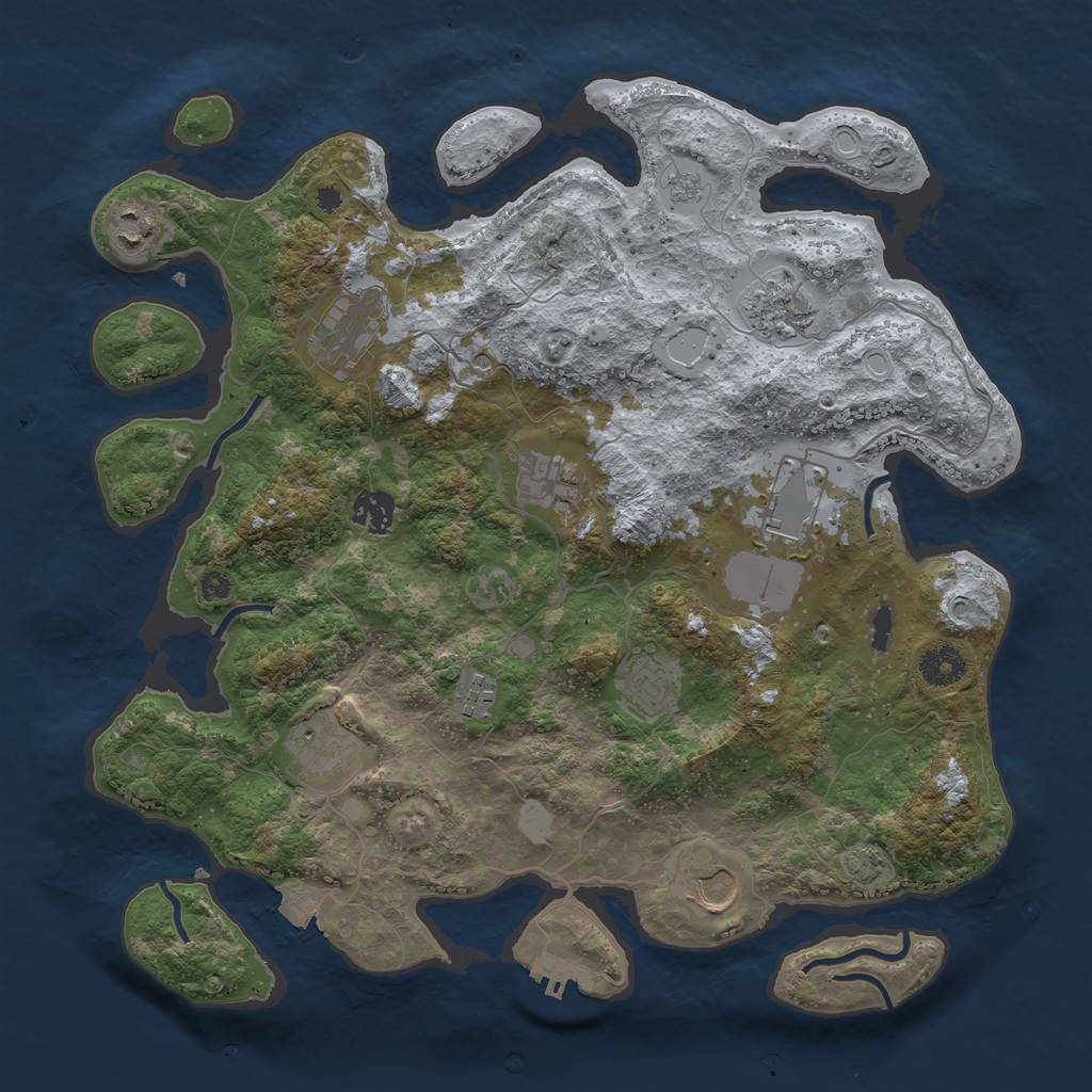 Rust Map: Procedural Map, Size: 3750, Seed: 1991528003, 17 Monuments