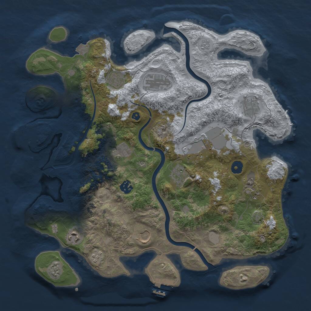 Rust Map: Procedural Map, Size: 3750, Seed: 1991528003, 17 Monuments