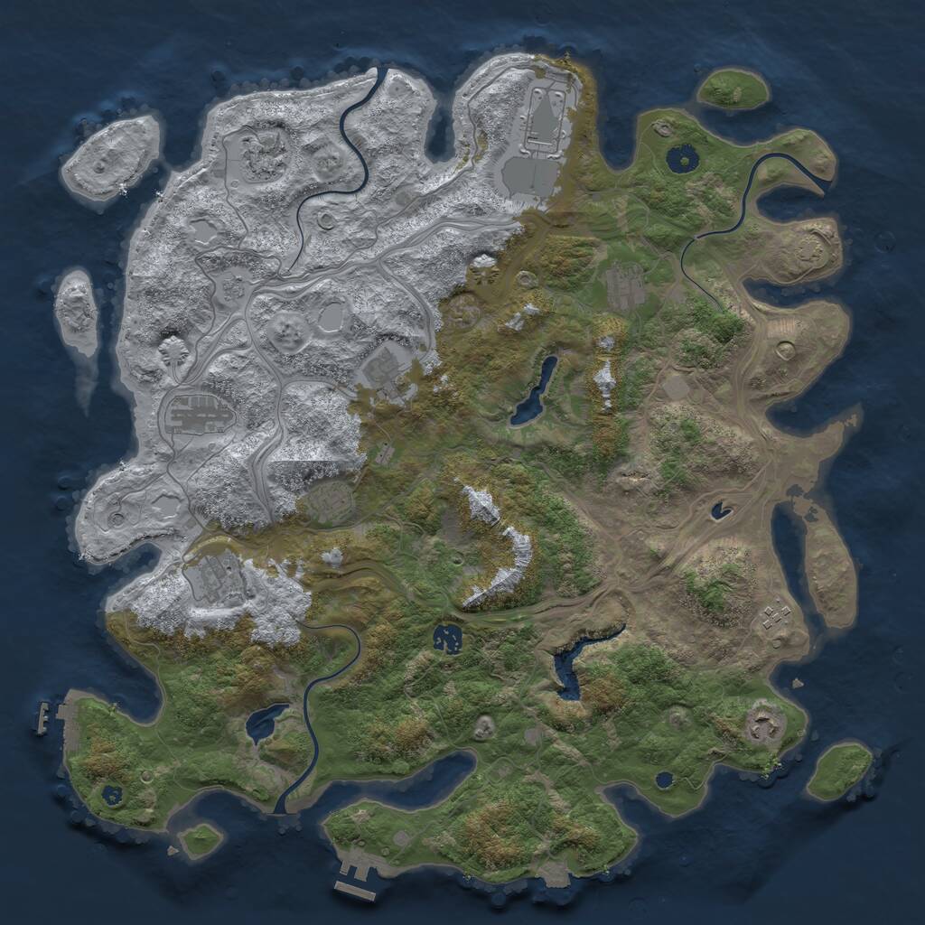 Rust Map: Procedural Map, Size: 4500, Seed: 847629190, 16 Monuments