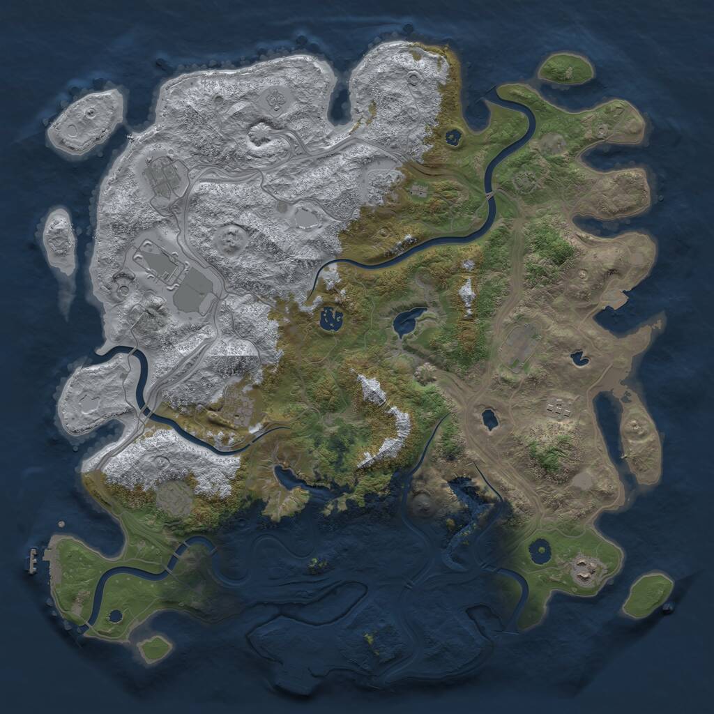 Rust Map: Procedural Map, Size: 4500, Seed: 847629190, 15 Monuments