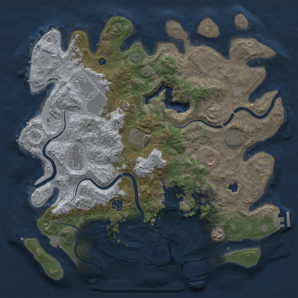 Rust Map: Procedural Map, Size: 4000, Seed: 13841, 14 Monuments