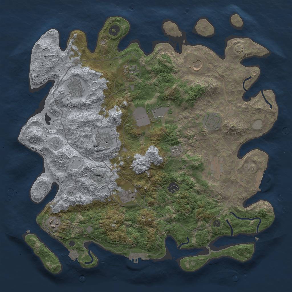 Rust Map: Procedural Map, Size: 4000, Seed: 13841, 19 Monuments