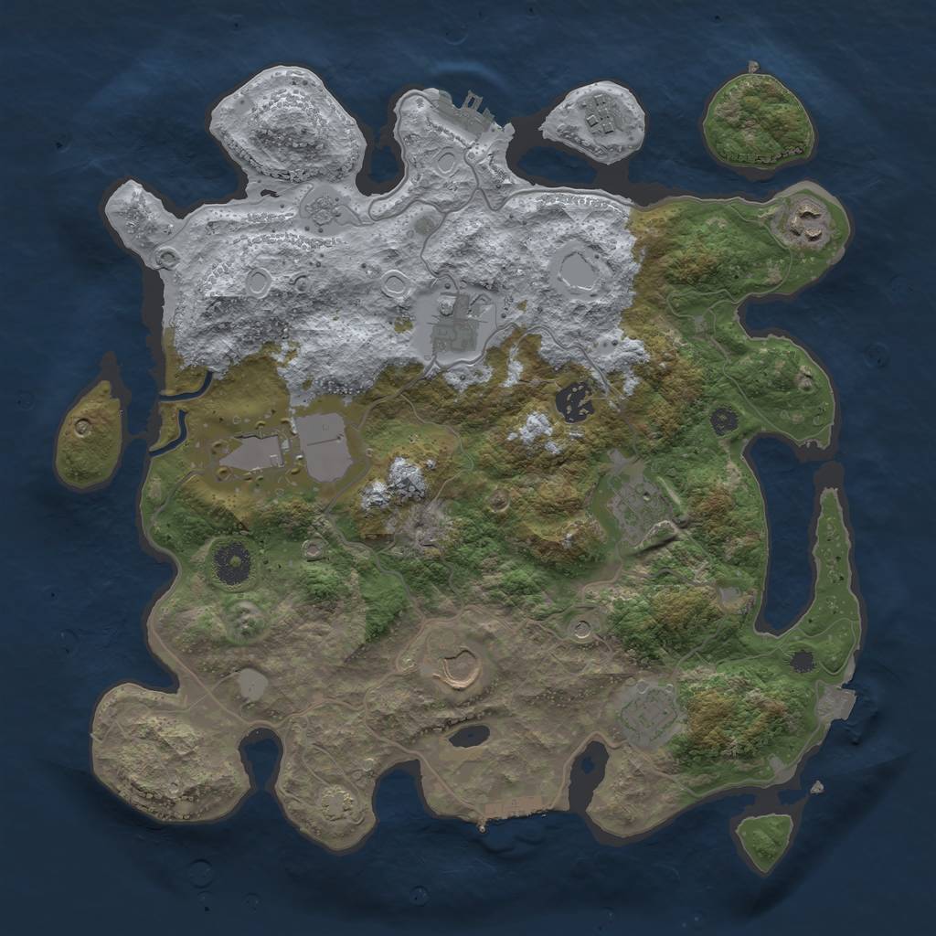 Rust Map: Procedural Map, Size: 3550, Seed: 75051956, 16 Monuments