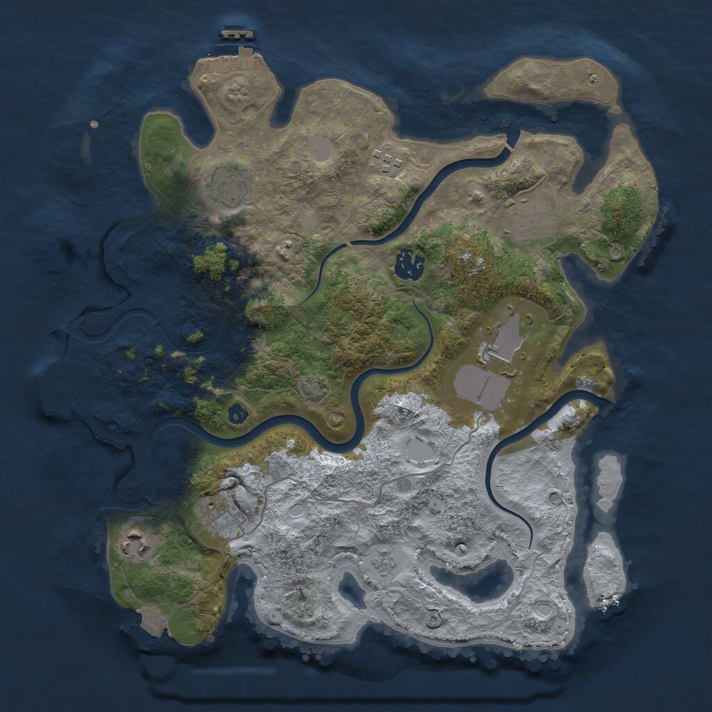 Rust Map: Procedural Map, Size: 3500, Seed: 1962248143, 13 Monuments