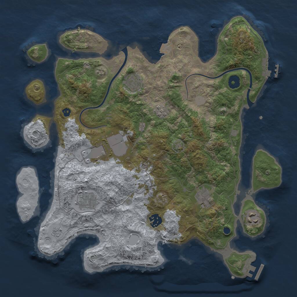 Rust Map: Procedural Map, Size: 3500, Seed: 485248039, 13 Monuments