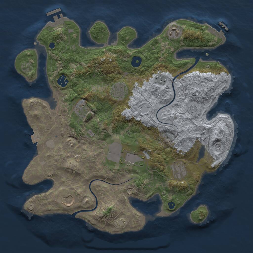Rust Map: Procedural Map, Size: 3500, Seed: 5531, 14 Monuments