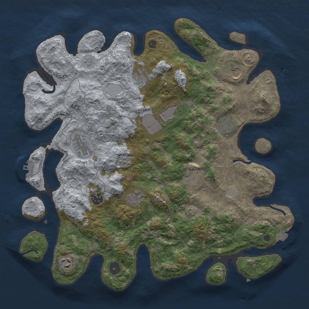 Rust Map: Procedural Map, Size: 4000, Seed: 1091752141, 17 Monuments