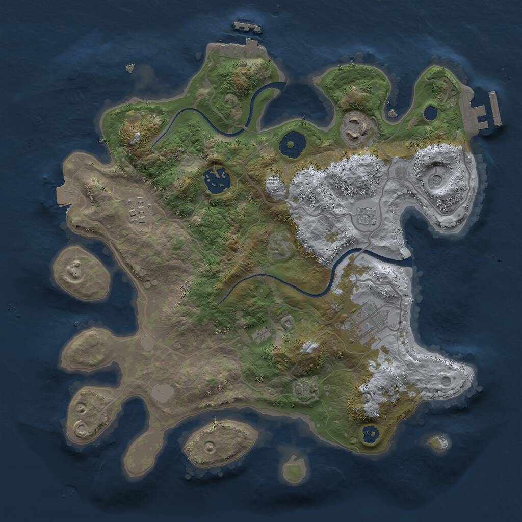 Rust Map: Procedural Map, Size: 3000, Seed: 1252088364, 10 Monuments