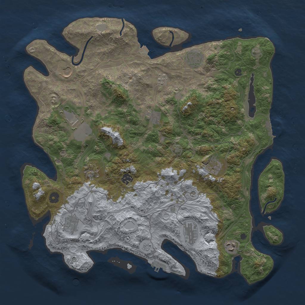 Rust Map: Procedural Map, Size: 4250, Seed: 227604555, 19 Monuments