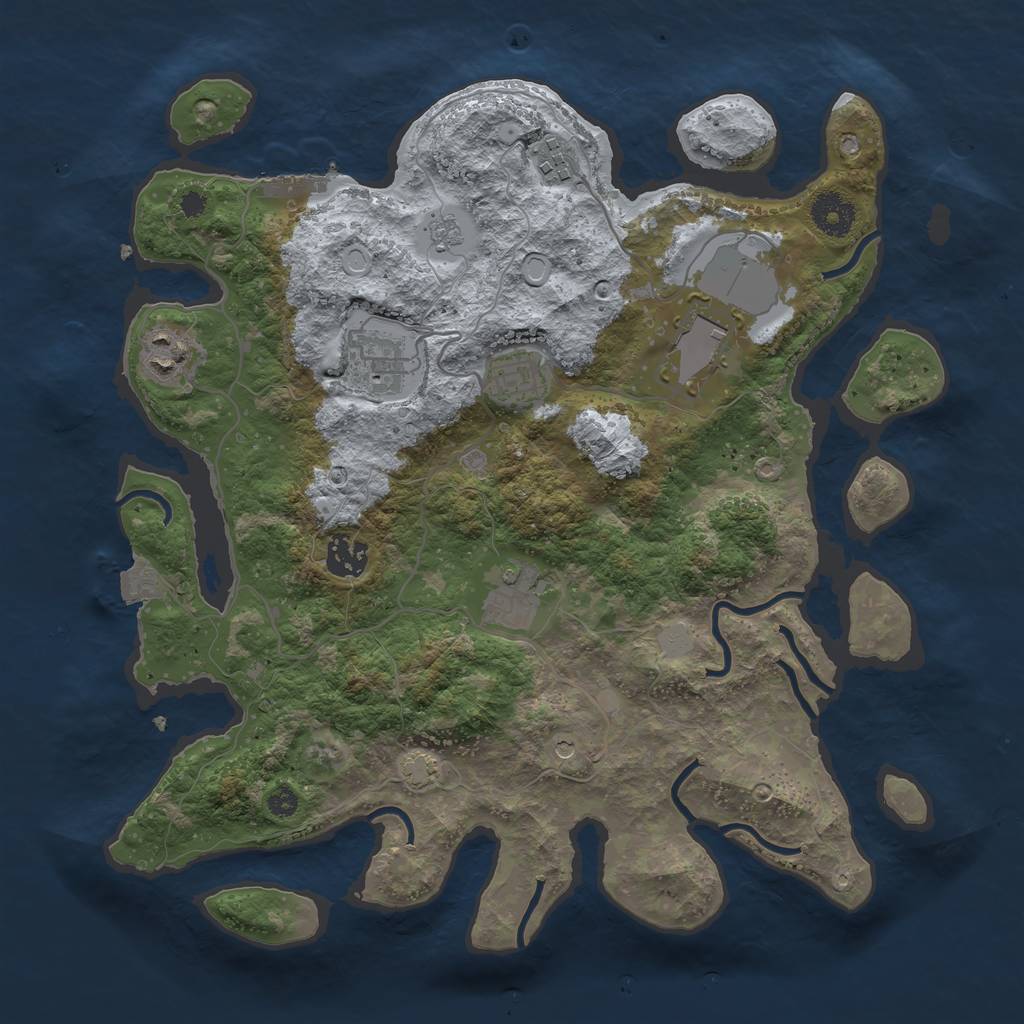 Rust Map: Procedural Map, Size: 3500, Seed: 267357497, 14 Monuments