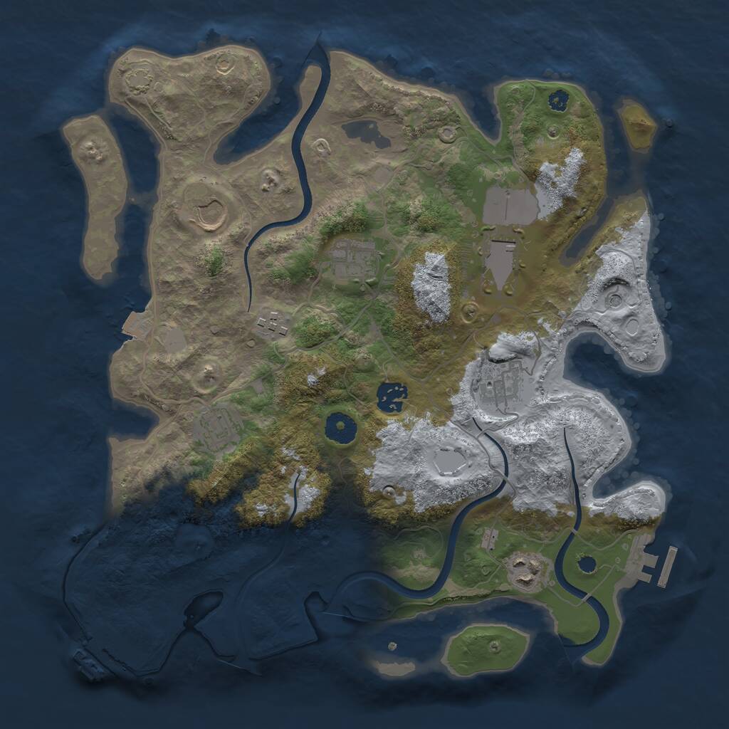 Rust Map: Procedural Map, Size: 3500, Seed: 2090352337, 13 Monuments