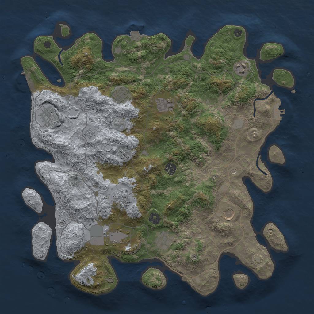 Rust Map: Procedural Map, Size: 4000, Seed: 7589620, 18 Monuments