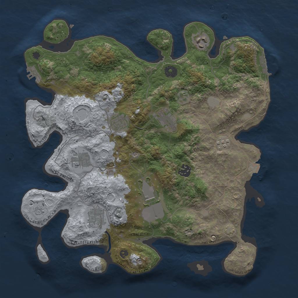 Rust Map: Procedural Map, Size: 3550, Seed: 70242445, 16 Monuments