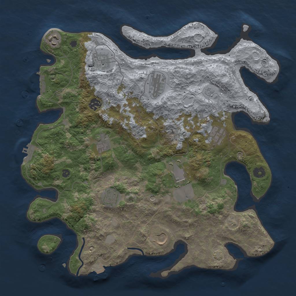 Rust Map: Procedural Map, Size: 3750, Seed: 773457736, 18 Monuments