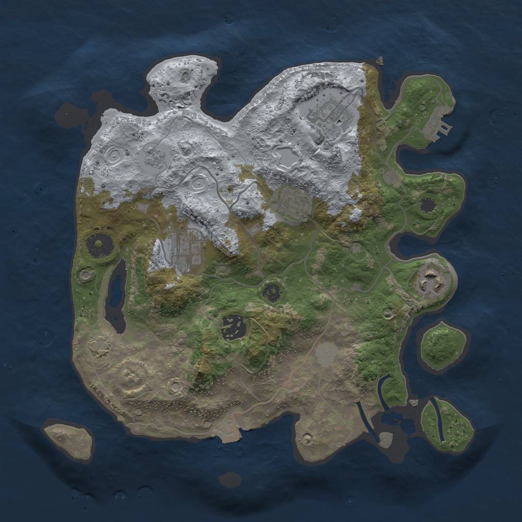 Rust Map: Procedural Map, Size: 3000, Seed: 333333333, 11 Monuments