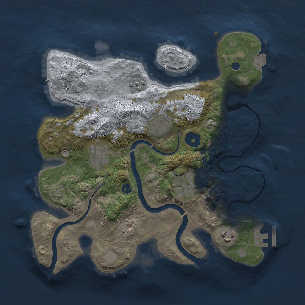 Rust Map: Procedural Map, Size: 3000, Seed: 1255212476, 10 Monuments