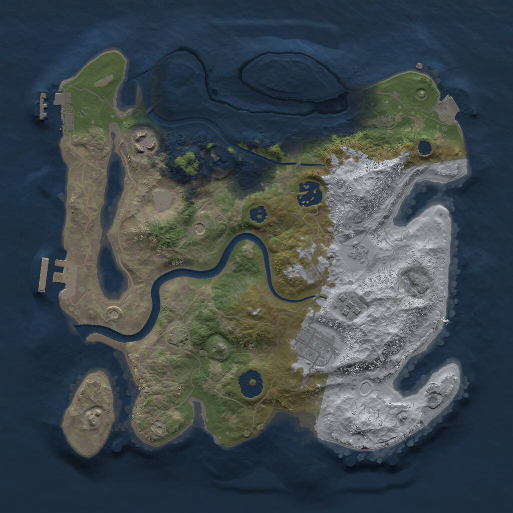 Rust Map: Procedural Map, Size: 3000, Seed: 570631736, 10 Monuments