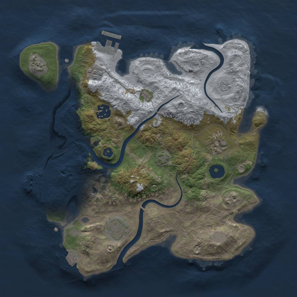 Rust Map: Procedural Map, Size: 3000, Seed: 16720, 10 Monuments