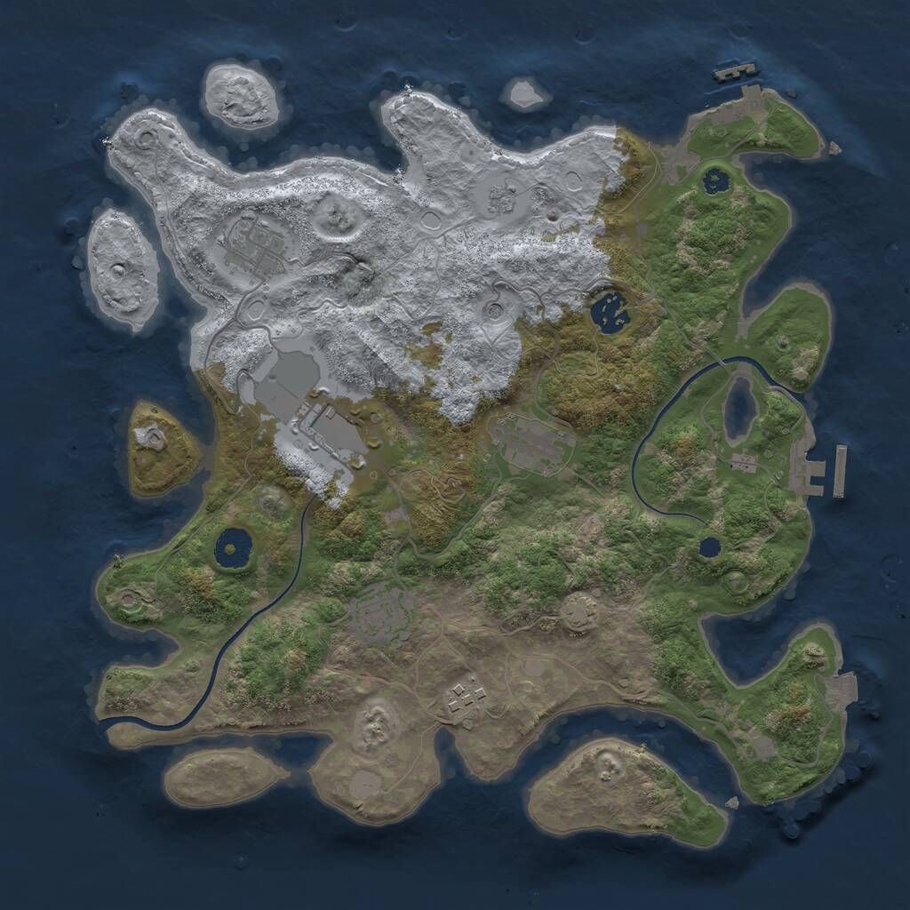 Rust Map: Procedural Map, Size: 3500, Seed: 2110968, 12 Monuments