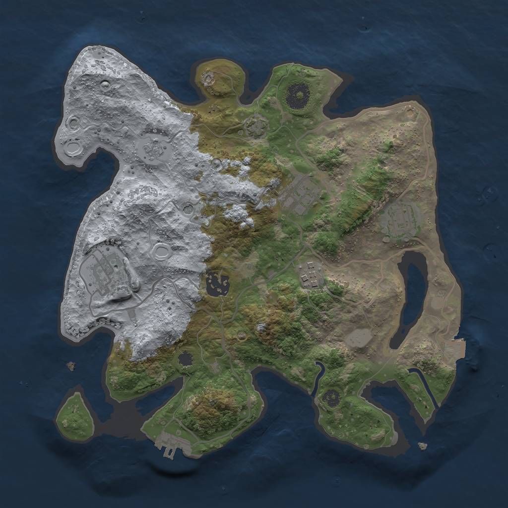 Rust Map: Procedural Map, Size: 3000, Seed: 9813, 12 Monuments