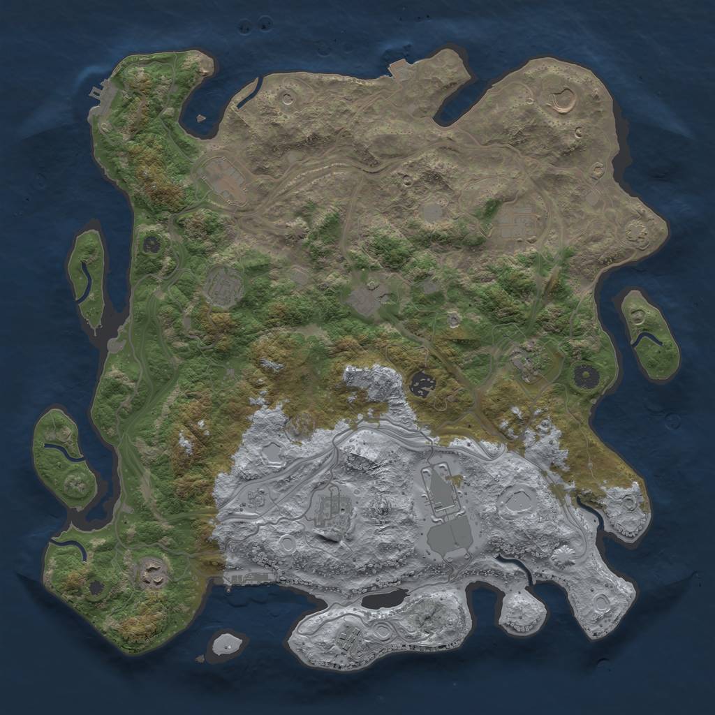 Rust Map: Procedural Map, Size: 4250, Seed: 51877501, 19 Monuments
